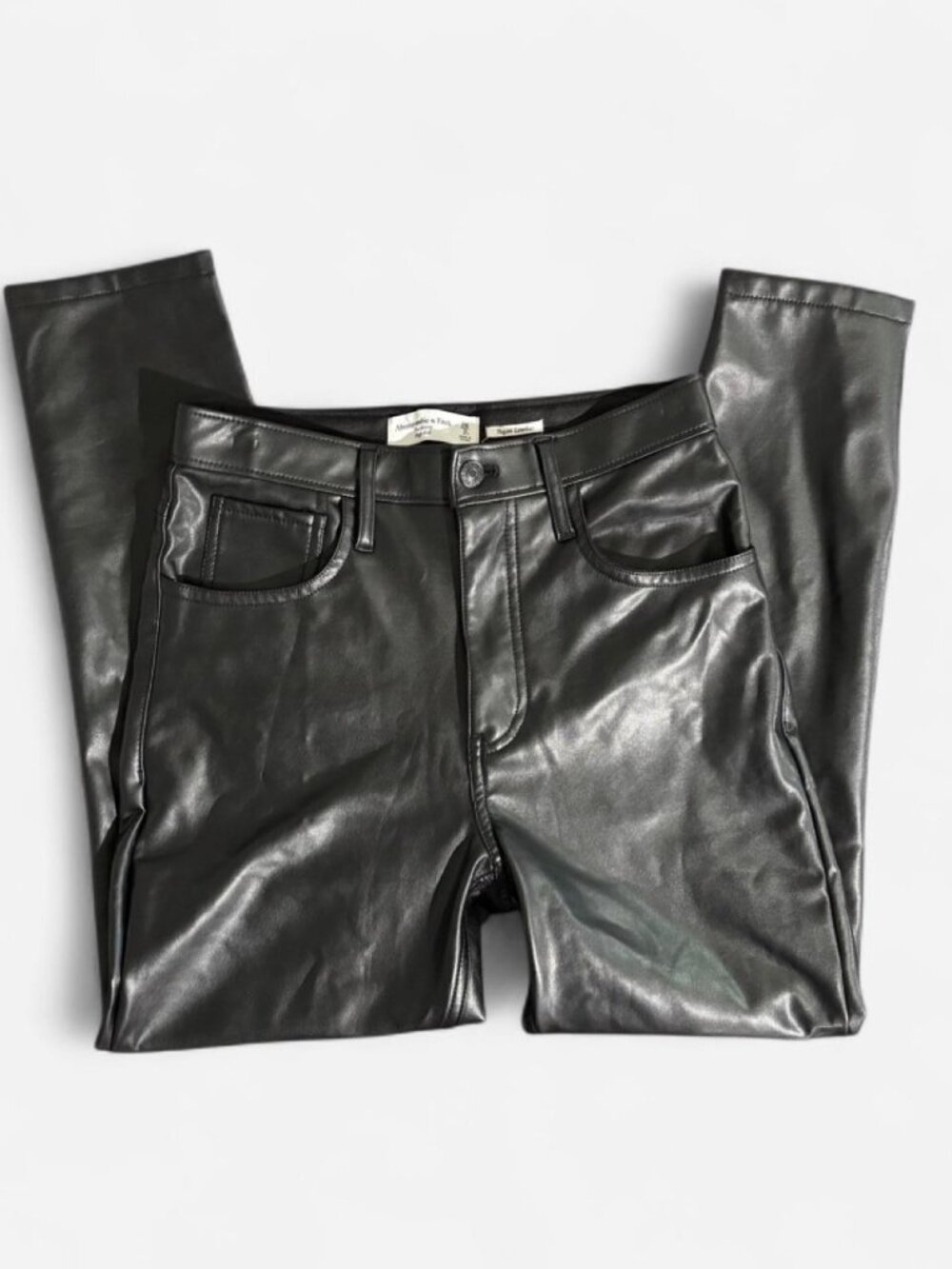 Abercrombie Faux Leather Pants Size 25 Black Vegan Leather Straight Leg Pants